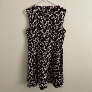 French Connection floral boat neck fit and flare dress in size 6
